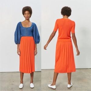 Mara Hoffman Poppy Red pleated stretchy maxi skirt size S/M style Antonia